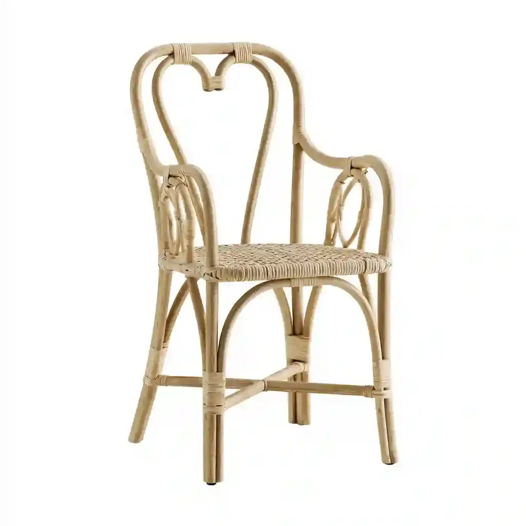 Silla con brazos curvos y respaldo ornamental - beige