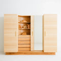 Armario con puertas laterales y módulos centrales - beige/blanco