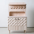 Aparador con frentes en relieve y nicho superior - beige