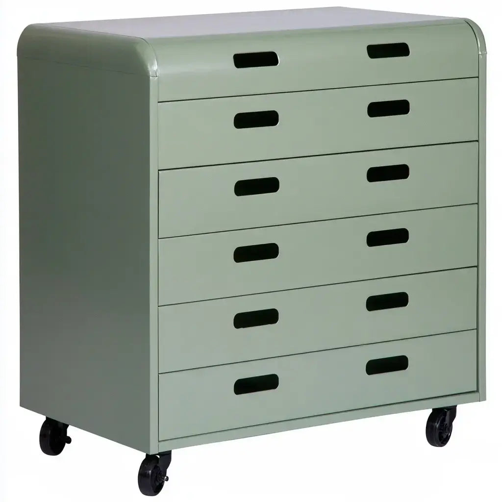 Cómoda con cajones anchos con ruedas - verde