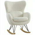 Mecedora con respaldo envolvente y base de varillas - beige