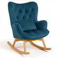 Mecedora con respaldo de botones y base clara - azul/beige
