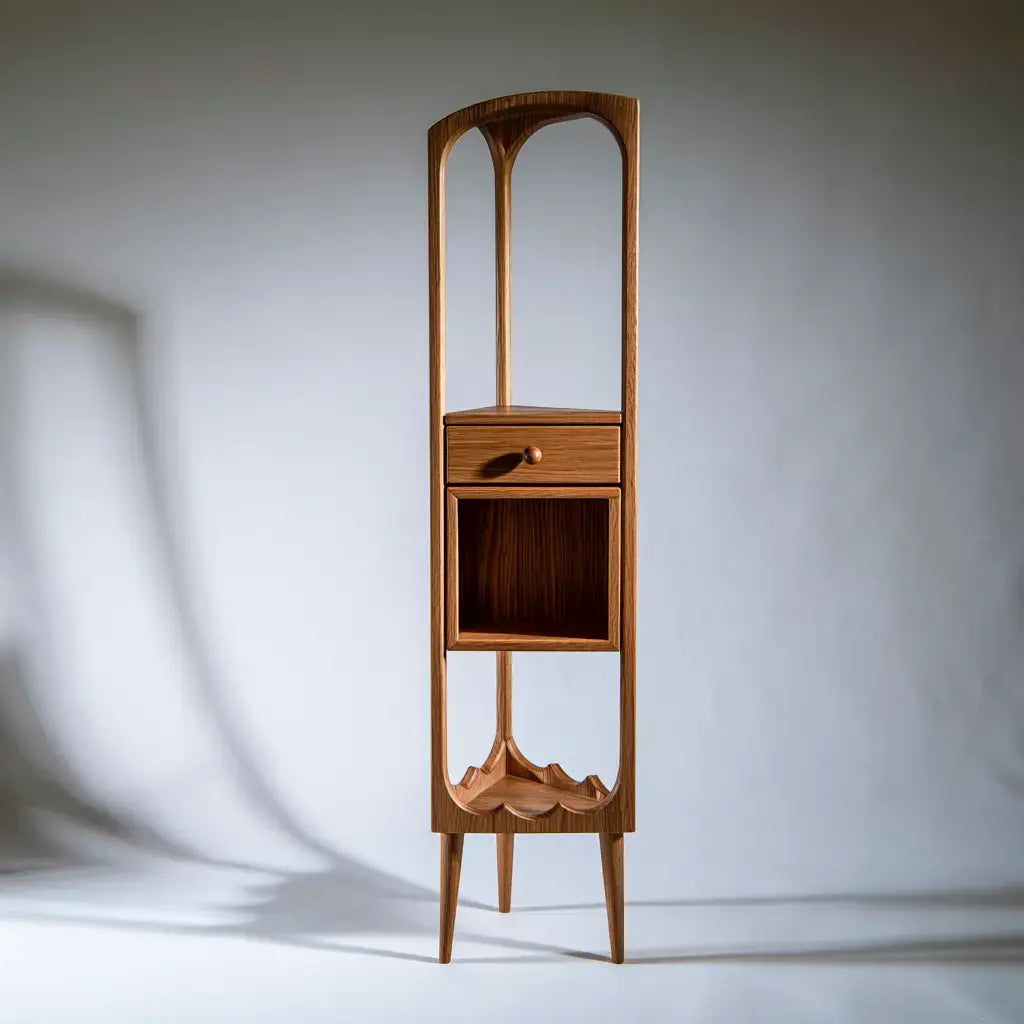 Espejo de pie estrecho con nicho - marrón