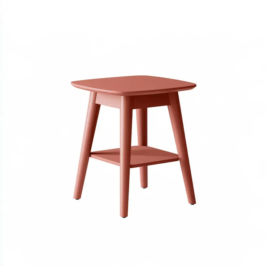 Taburete con asiento cuadrado y travesaños bajos - rosa