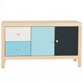 Aparador con puertas y cajones de colores - beige/turquesa/negro