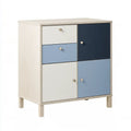 Armario con puertas pequeñas de tonos contrastados - beige/azul